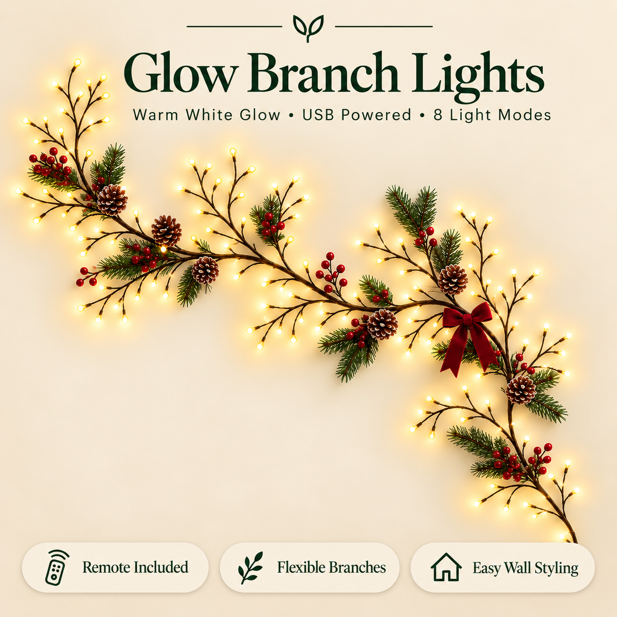 LumaBranch™ — Flexible Warm White Wall Lights