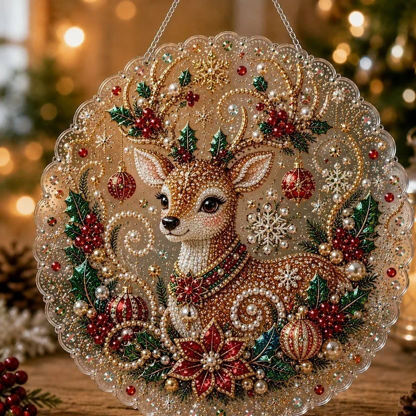 🎅Christmas Pre Sale 60% OFF!!🎄Christmas Pearl Diamond Art Hanging Ornament Kit | Resistant Non-Fading Pearl Beads DIY Handmade Holiday Hanging Decor 🎅💎