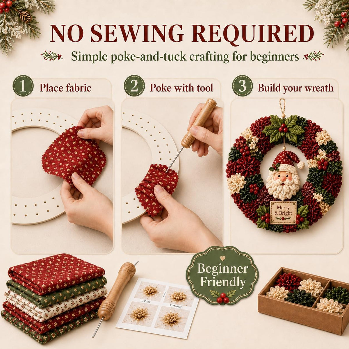 3D Fabric Poke Wreath DIY Kit