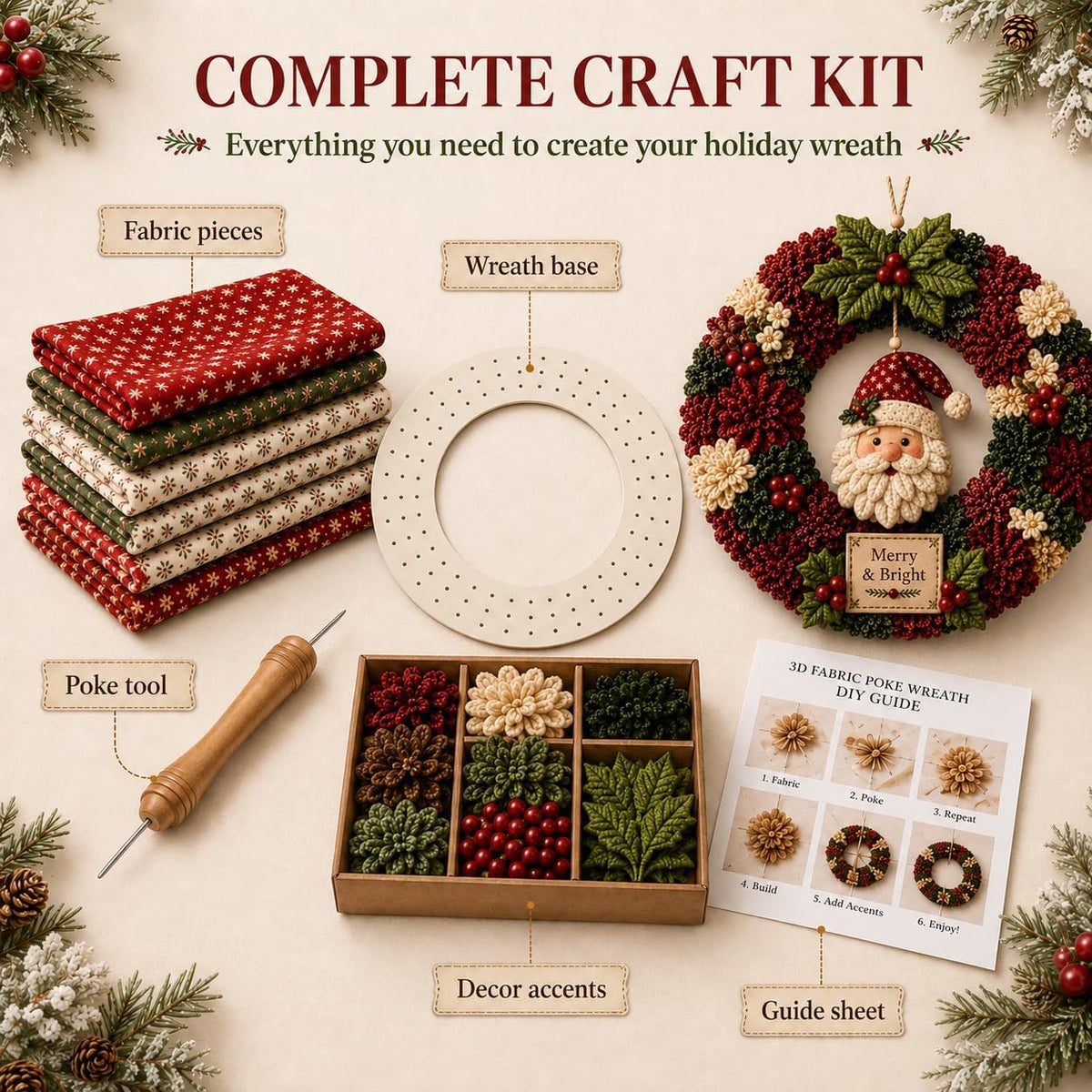 3D Fabric Poke Wreath DIY Kit