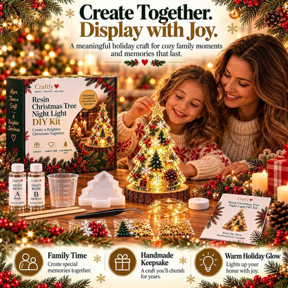Resin Christmas Tree Night Light DIY Kit, 2026 New Holiday Craft Gift, Glowing Christmas Tree with Mold, Lights and Charms