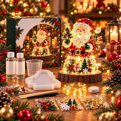 Resin Christmas Tree Night Light DIY Kit, 2026 New Holiday Craft Gift, Glowing Christmas Tree with Mold, Lights and Charms