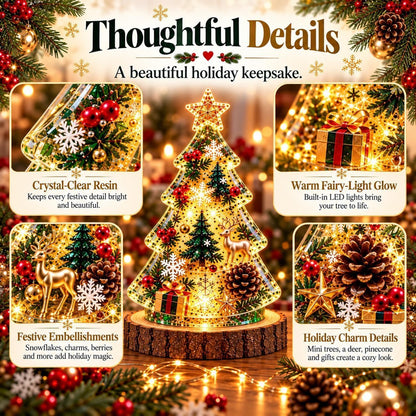 Resin Christmas Tree Night Light DIY Kit, 2026 New Holiday Craft Gift, Glowing Christmas Tree with Mold, Lights and Charms