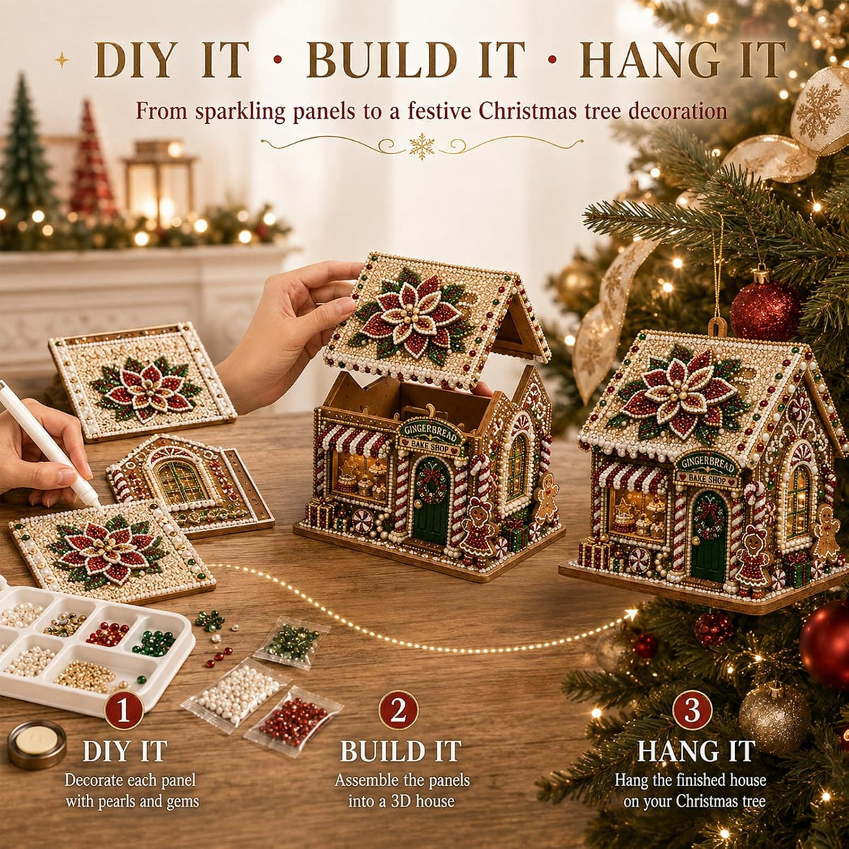 3D Christmas House Diamond Painting Kit for Adults