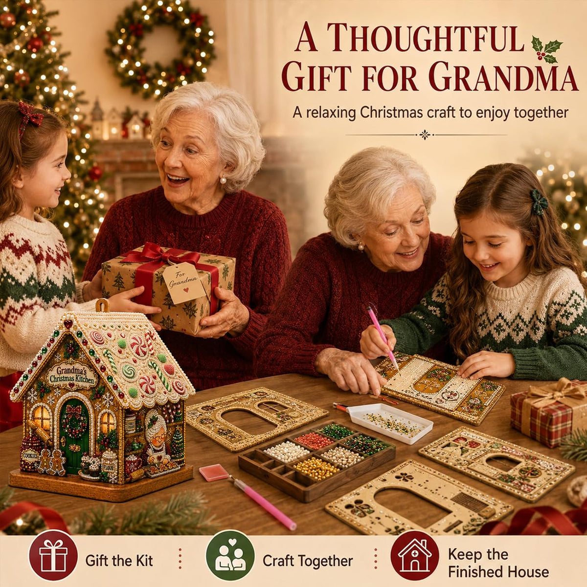 3D Christmas House Diamond Painting Kit for Adults