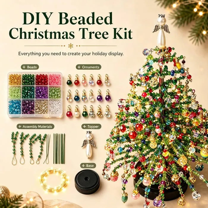 Multi-Holiday Beaded Tree DIY Kit, Handmade Table Display Ornament, Craft Making Supplies For All Seasons