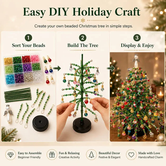Multi-Holiday Beaded Tree DIY Kit, Handmade Table Display Ornament, Craft Making Supplies For All Seasons
