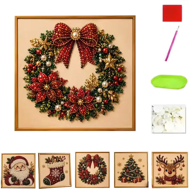 Christmas Pearl Diamond Painting Kit with Frame