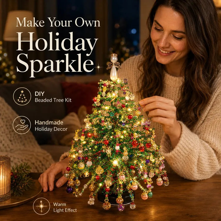 Multi-Holiday Beaded Tree DIY Kit, Handmade Table Display Ornament, Craft Making Supplies For All Seasons
